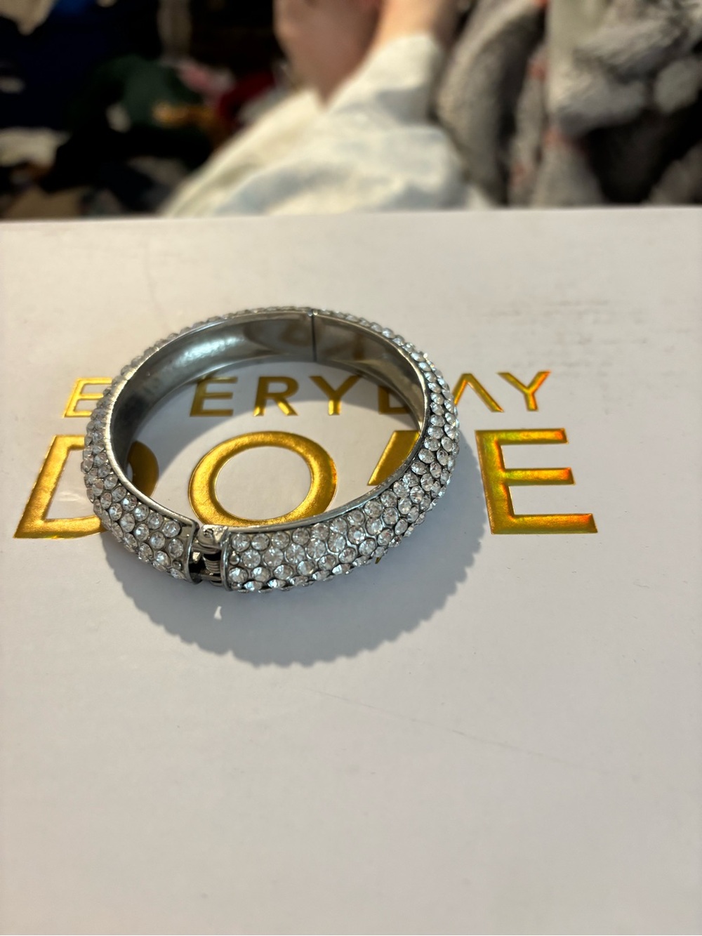 Crystal Pavé Statement Bangle – Multi-Row Rhinestone Bracelet - Picture 4 of 5